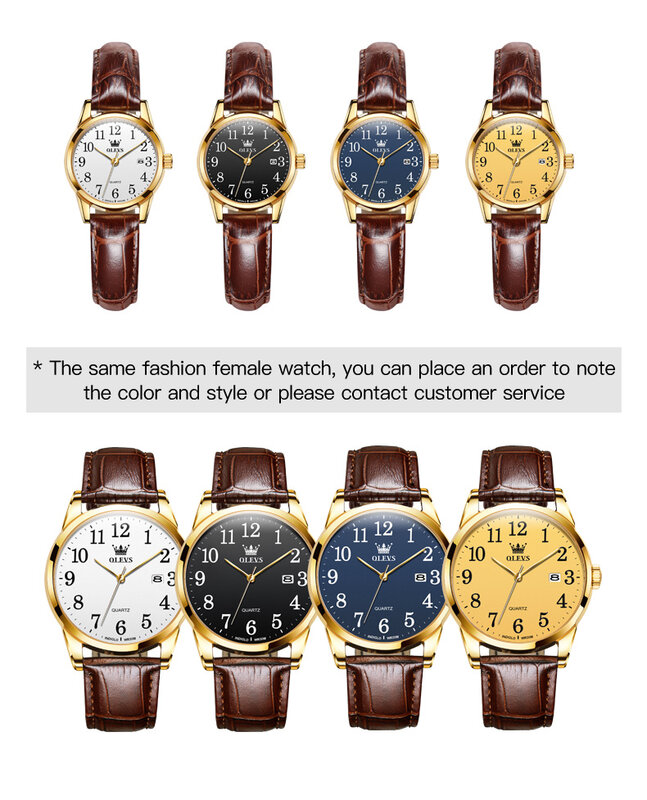 OLEVS-Relógio de pulso impermeável para homens e mulheres, relógio clássico de quartzo, vestido calendário, escala numérica, moda, 5566