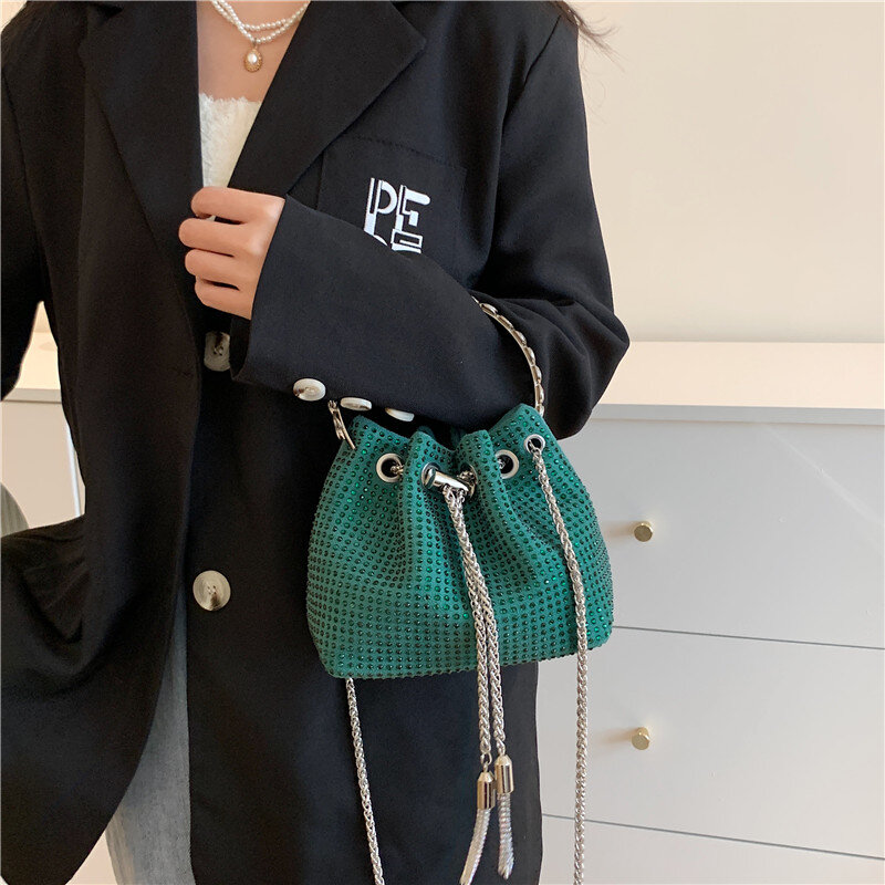 Kobiety kopertówka moda sznurkiem kobiet torba okrągły uchwyt torebki damskie 2023 w nowym stylu torby na ramię z łańcuchem błyszczące luksusowe