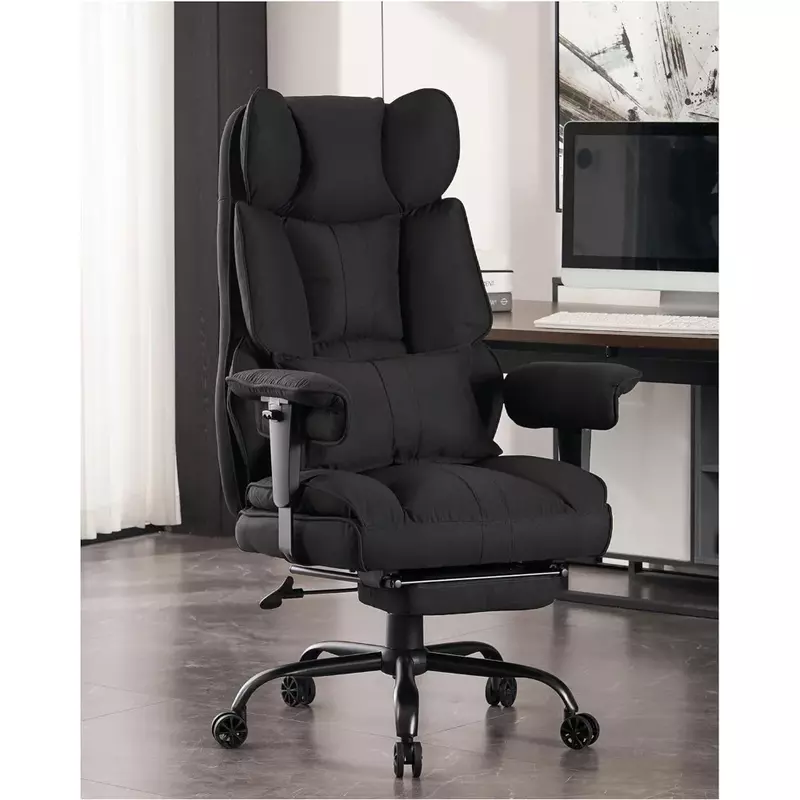 Silla de oficina con respaldo alto y reposapiés, sillón ergonómico para aliviar el dolor de espalda, color negro, peso de 400 libras