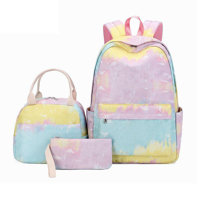 Starry Sky Graffiti impresso Schoolbag para meninas, mochila de três peças, sacos de água leves para alunos do ensino primário, novo