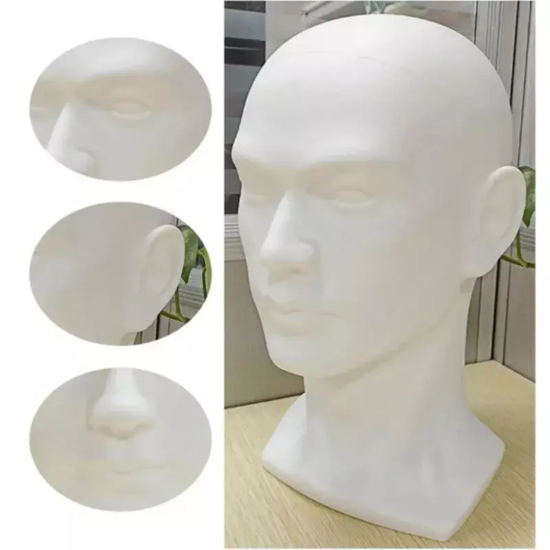 Male Mannequin Head Model Realistic Man Dummy Wig Mannequin for Hat Sunglasses Eyeglass Headset Display Stand Manikin Head Holde