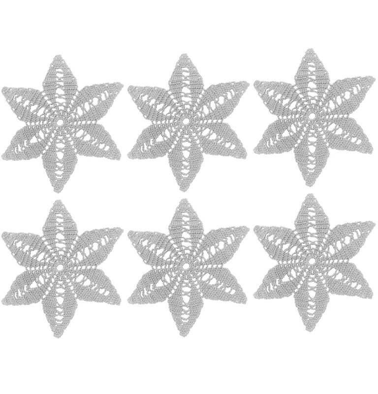 BomHCS-Napperons en crochet étoile hexagonale, napperons faits à la main avec de la dentelle, fleur, tasse, tapis de tasse, décor de table de cuisine à la maison, 6 pièces