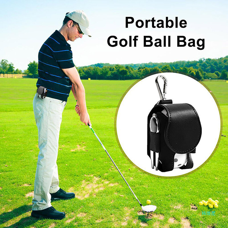 Mini Bola Dupla PU Bag, Saco de golfe, Pequeno Cintura Acessórios Pack, 1Pc