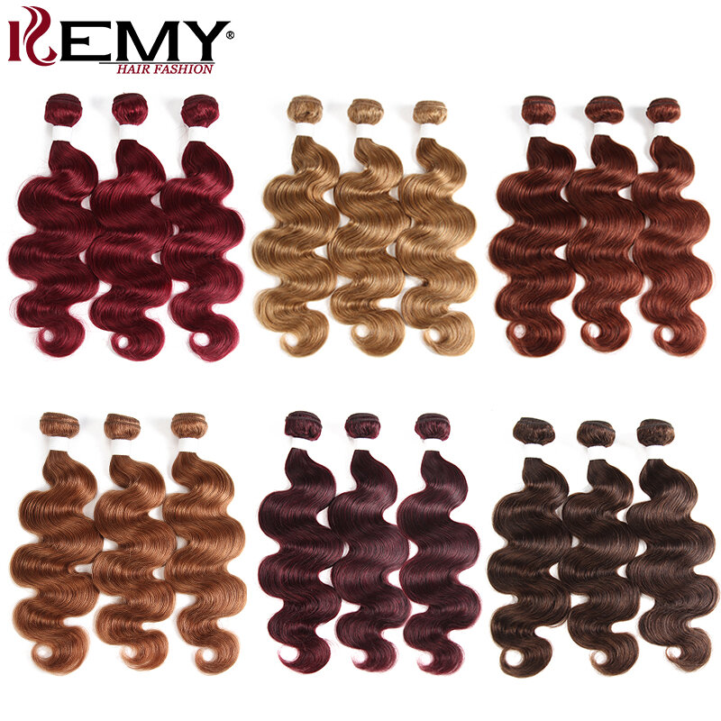 Body Wave Human Hair Bundles Blonde Brazilian 100% Hair Weave Bundles 3/4 PCS Remy Hair Extension Brown Red Colored Hair