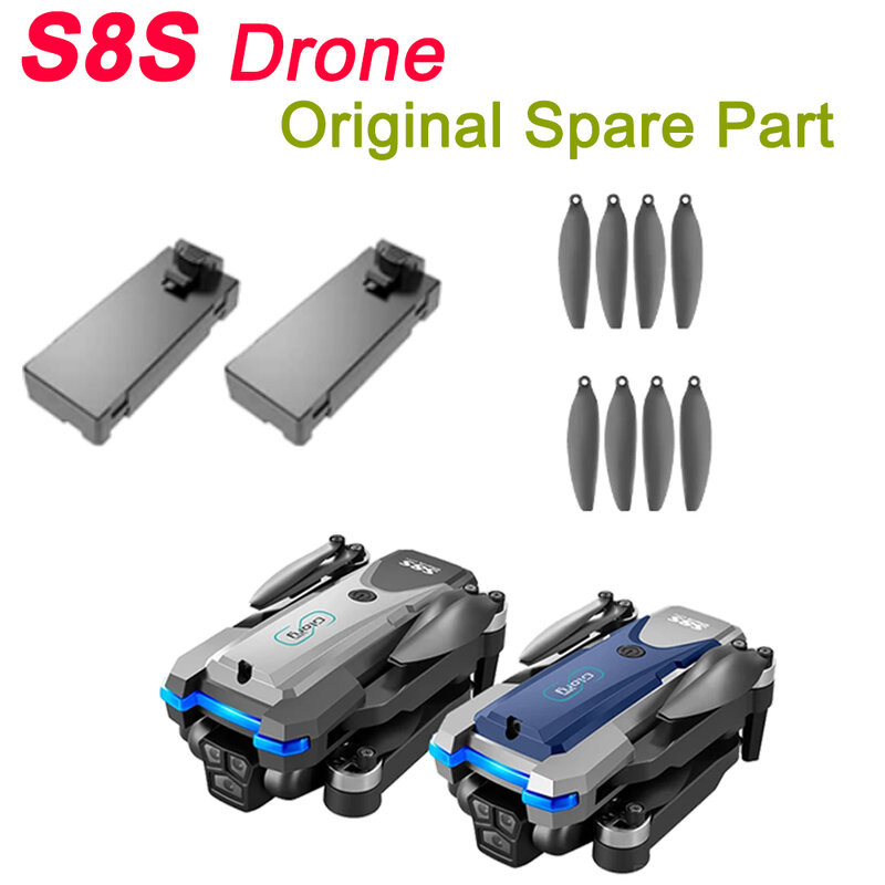 RC Drone Quadcopter Spare Part Battery, Maple Leaf Propeller Blade, Carregador USB Acessório, S8S, LS-S8S, 3.7V, 1800mAh