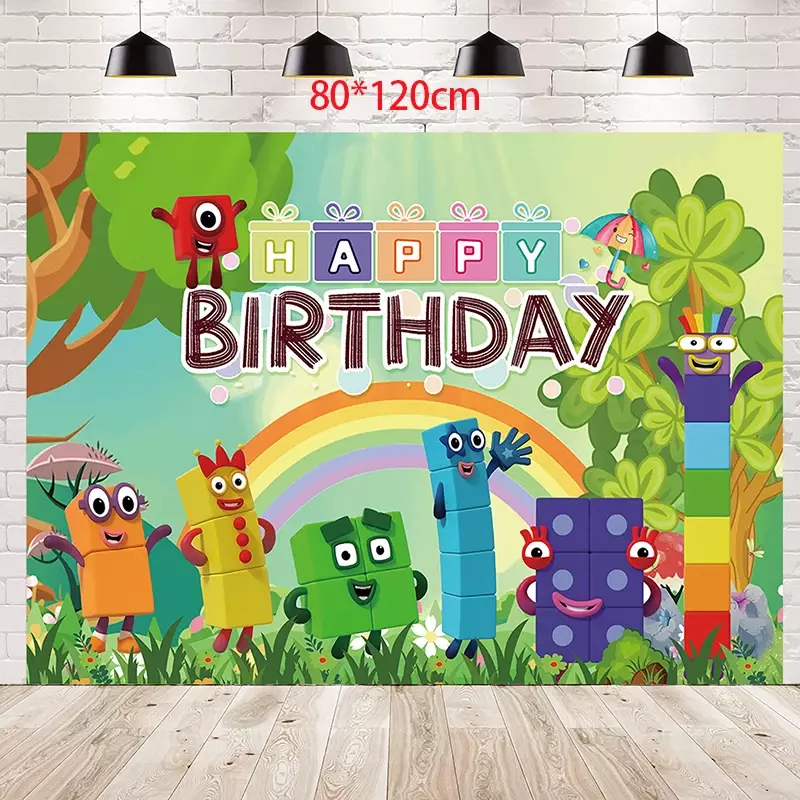Jumlah blok dekorasi ulang tahun jumlah perlengkapan pesta balon spanduk latar belakang kue Topper Baby Shower