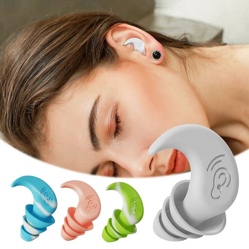 소음 방지 실리콘 귀마개, 수면 소음 감소 귀마개, 방음 귀마개, 방수 수영 소프트 이어 보호대