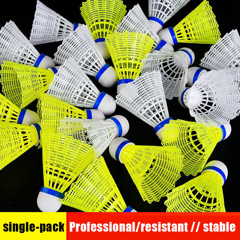 Bola de plástico profissional do badminton para a formação do estudante, bola de nylon durável, amarelo e branco, Dropshipping, 1 pc