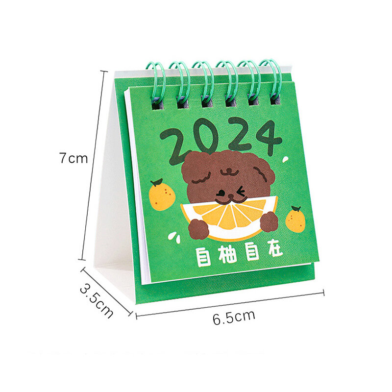Calendario de escritorio con anillo de hojas sueltas, minicalendario creativo de dibujos animados para estudiantes, planificador diario, adornos de decoración, 2024