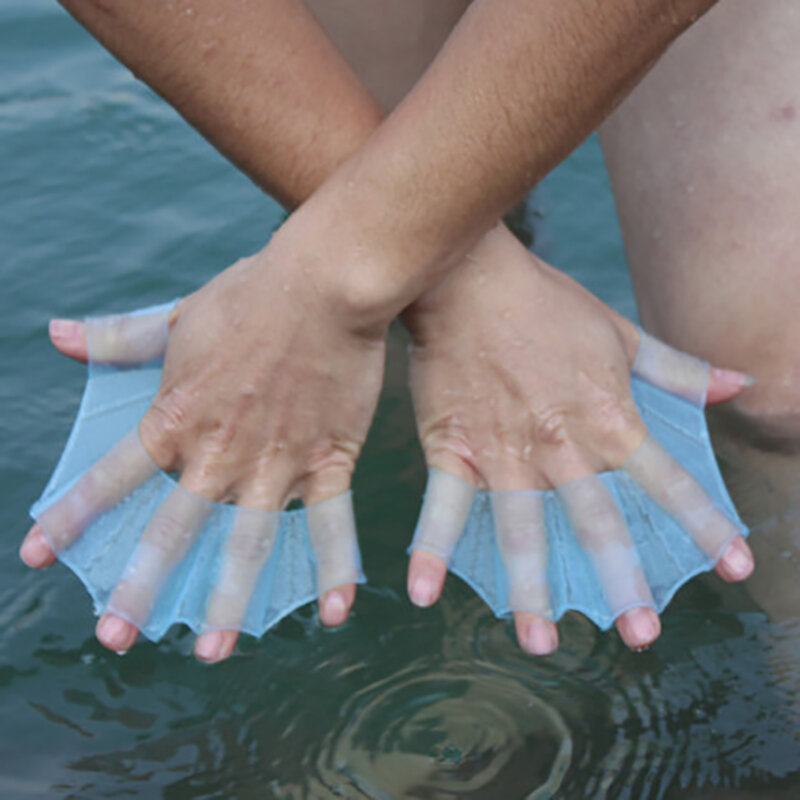 1 Par Unisex Sapo Tipo Silicone Cintas Natação Mão Barbatanas Flippers Finger Webbed Luvas Paddle Water Sports Acessórios