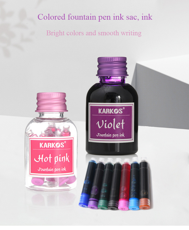 30ml/Bottle Pure Colorful Fountain Pen Ink Universal Refilling Smooth Liquid 10 Colors