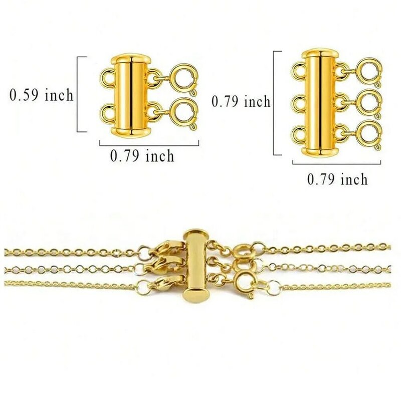 Layered Necklace Clasps,4 Pieces 2 Size Slide Clasp Lock Necklace Connector for Multi Strands Slide Tube Clasps（4 Pieces）
