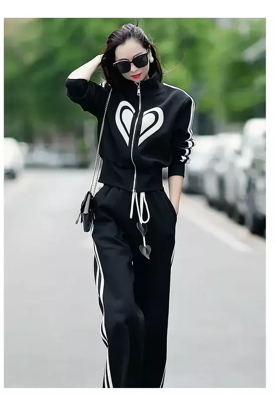 2024 New Autumn Women Casual Tracksuit Stand Collar Zipper Sweatshirts+Pants 2Pcs Suits Ladies Fashion Outfits Loose Sportswear