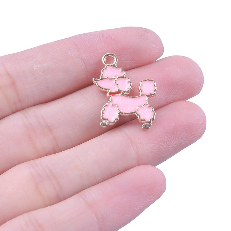 20 sztuk/partia uroczy kot pies różowy emalia Charms biżuteria ze stopu wisiorki akcesoria biżuteria robiące ręcznie robione bransoletki materiały