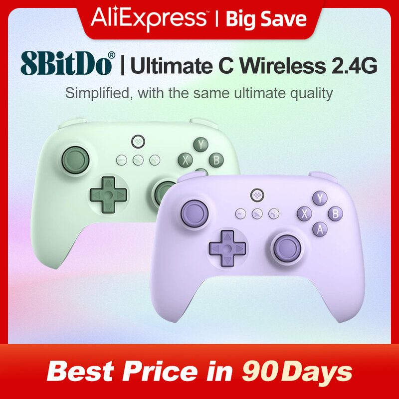8BitDo - Ultimate C Wireless 2.4G Gaming Controller Gamepad para PC, janelas 10, 11, Steam PC, Raspberry Pi, andróide