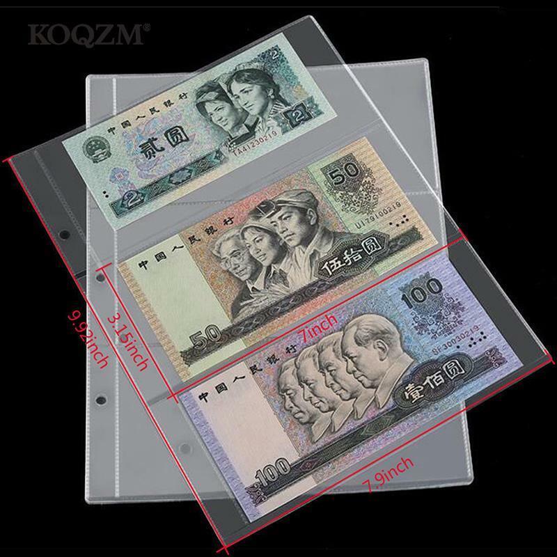 10 pz/1 pz 3-slot fogli sciolti soldi banconote Album pagina raccolta supporto maniche