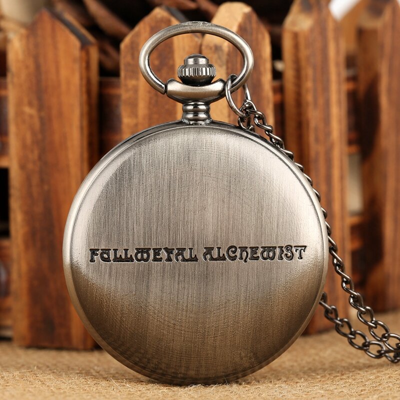 العتيقة فولميتال الخيميائي الكوارتز أنيمي ساعة الجيب تأثيري إدوارد إلريك ساعة تصميم قلادة قلادة سلسلة سلسلة خمر