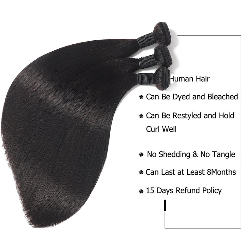 Bundel rambut manusia lurus 1/3/4 potong 100% ekstensi rambut manusia Remy Brasil untuk wanita dijual grosir vendor 30 inci