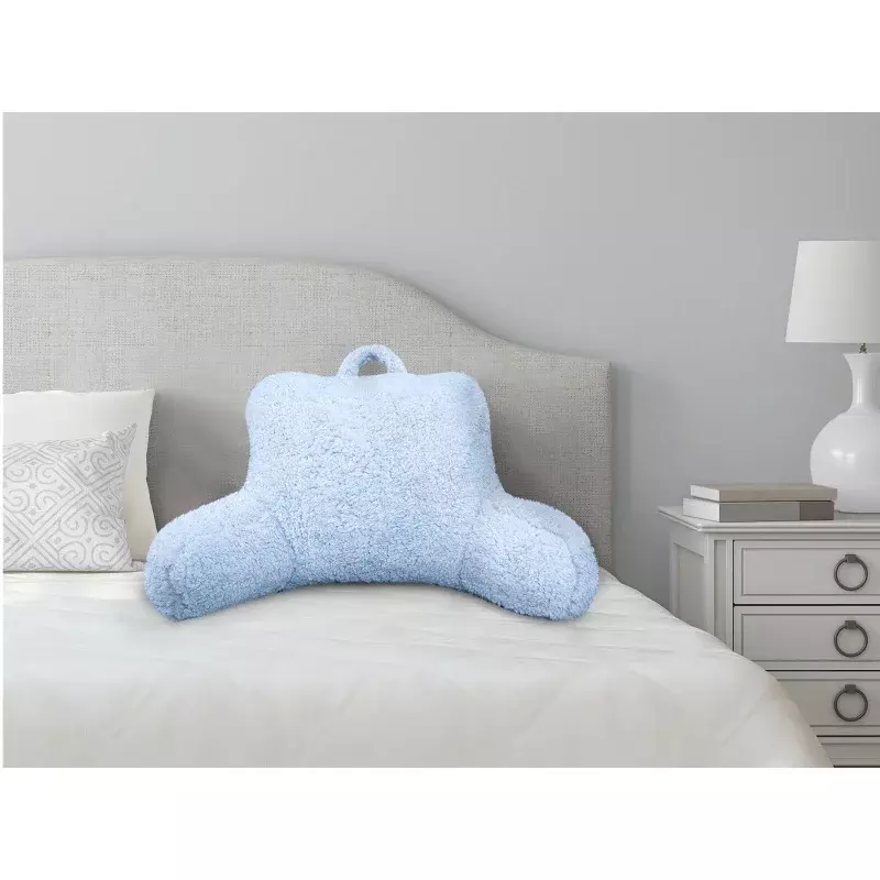Better Homes and Garden-sofá cama grande Sherpa de dos tonos, almohada trasera, 24 "x 19" x 19 ", azul claro