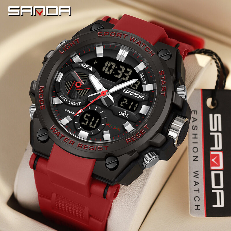SANDA 3311 мужские Студенческие молодежные модные трендовые военные многофункциональные водонепроницаемые электронные часы с ночным освещением цифровые наручные часы