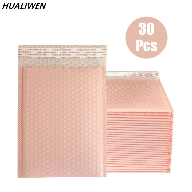 30 sztuk różowy folie bąbelkowe do wysyłki koperty bąbelkowe luzem Bubble pokryte Wrap Polymailer torby dla wysyłka opakowanie Maile, samoprzylepny,