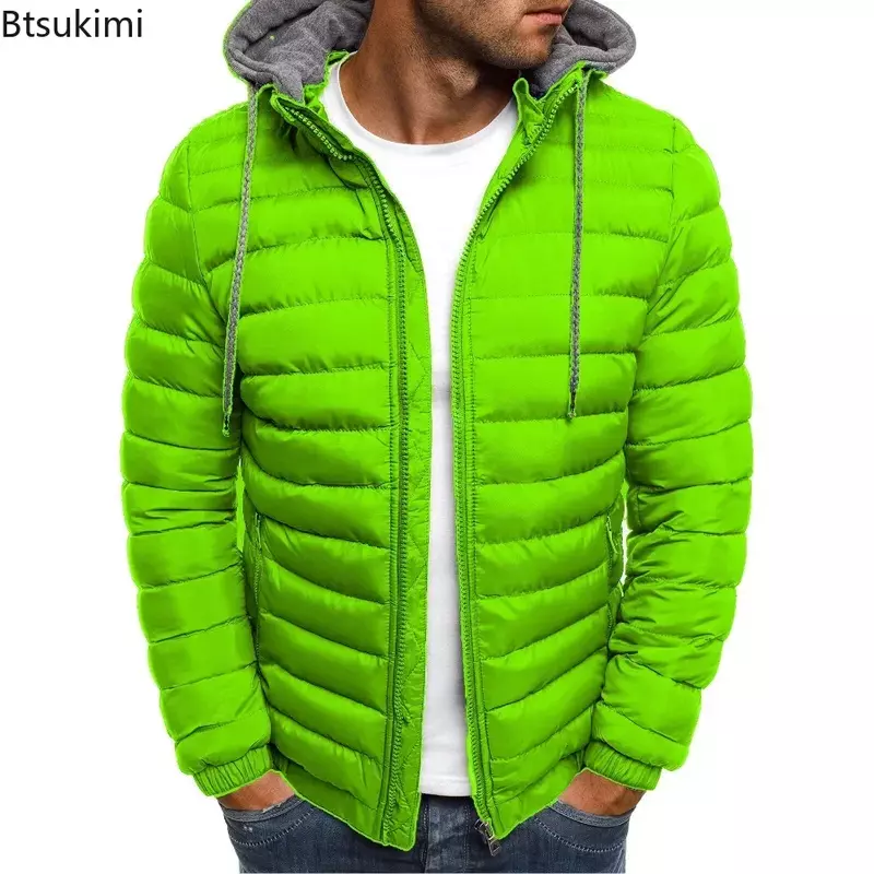 Jaket olahraga pria, jaket katun kasual pria untuk olahraga musim gugur musim dingin dengan tudung polos hangat