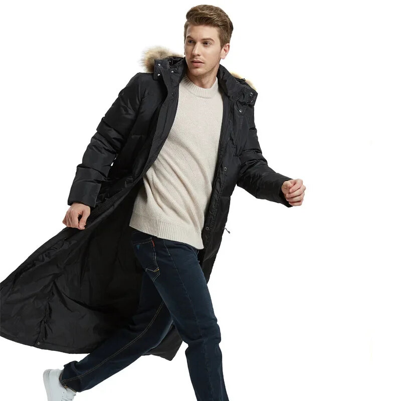 Men's Down Jacket Winter Jackets for Men 2024 New Warm 90% White Duck Puffer Coat Thickened Super Long To Ankle Doudoune Hommes