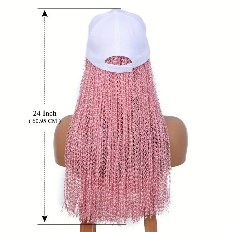 24 Cal długie, kręcone, jednoczęściowe, bejsbolowe włosy peruki regulowane czapki naturalne dla kobiet codzienne użytkowanie przyjazne dla początkujących