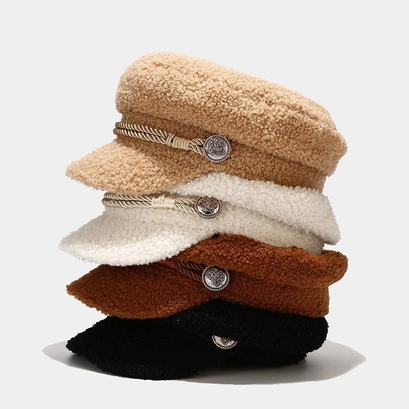 Topi atasan datar hangat wanita, aksesori kepala untuk dekorasi