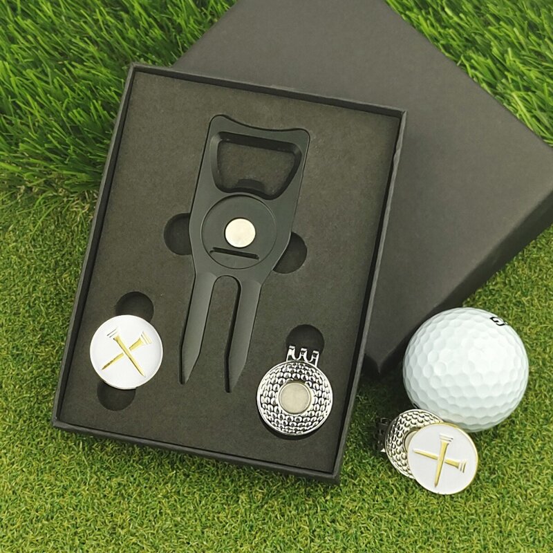 Green Fork Green Fork Marker Set Golf Cap Clip Marker Golf Ball Marker Hat Clips Detachable Metal Golf Ball Fork Hat Clips