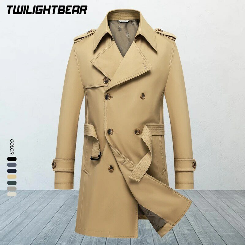 Однотонное классическое Мужское пальто, ветровка, Высококачественная деловая Повседневная ветровка, Мужская одежда, модель A2F7987