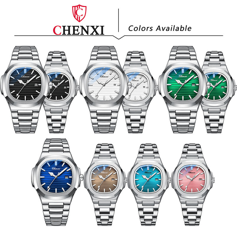 CHENXIカップル時計男女ペア、ファッションラグジュアリークォーツ腕時計レディース時計、2023年新製品彼の時計セット
