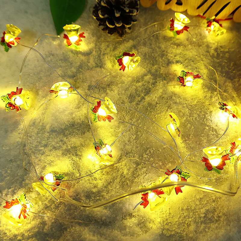 Guirnalda de luces navideñas de 2M para niños, adornos de campana de Muleta de caramelo, luces de hadas, regalos para el hogar, decoración de fiesta de año nuevo y Navidad, 2023