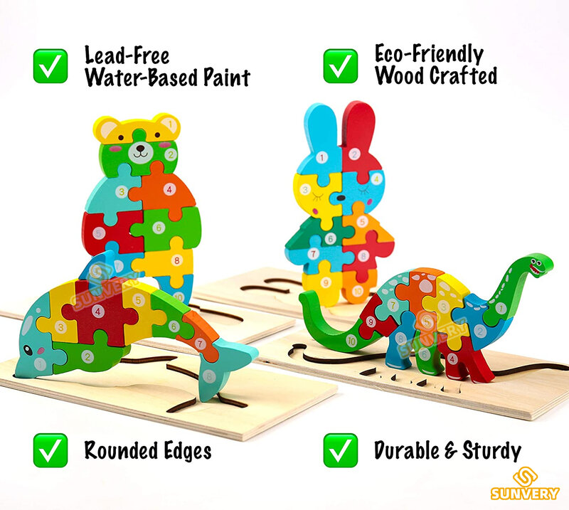 ไม้ Montessori เด็กวัยหัดเดินปริศนาสำหรับเด็ก Montessori ของเล่นสำหรับเด็กหัดเดิน2 3 4 5ปี Top 3D ปริศนาการศึกษาของเล่นไดโนเสาร์