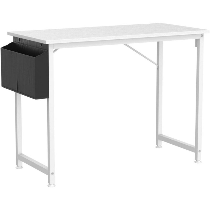 Mesa moderna e simples do computador de escritório, mesa de estudo para estudantes, escritório em casa, escrivaninha, branco