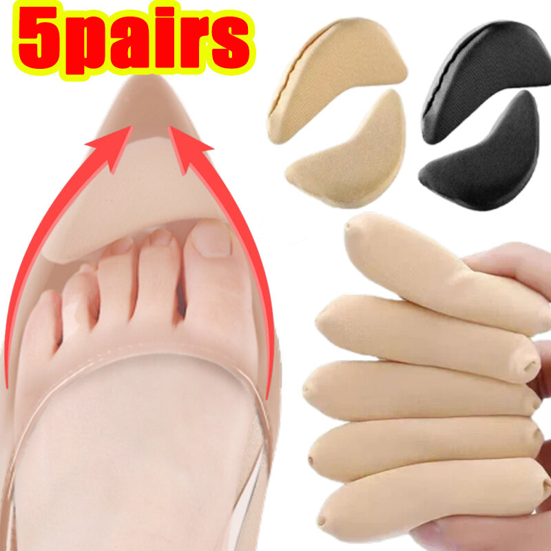 Bantalan sisipan Forefoot spons untuk wanita, sepatu pereda nyeri Sol dalam hak tinggi aksesori sepatu penyesuaian ukuran pengisi 1-5 pasang