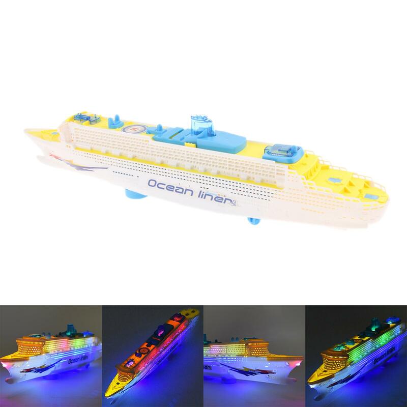 Ocean Liner nave barca giocattolo elettrico Flash luci a LED suoni di fischio va in giro