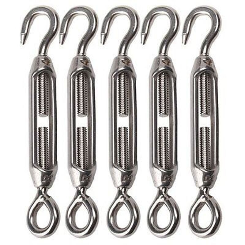1/2/5PCS M4 Turnbuckle 304 Stainless Steel Wire Rope Tension Device Flange Bolt Hook & Eye Turnbuckle Wire Rope Tension Tools