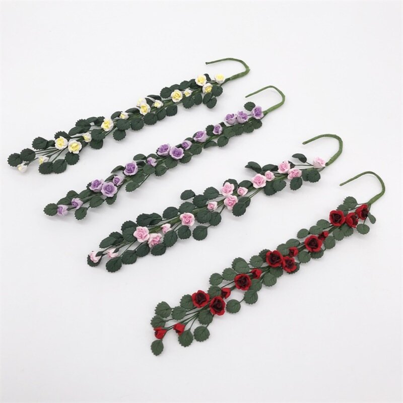 Mini Doll Accessories Dollhouse Miniature New Attractive Durable Plastic Simulation Rose Skewers 1:12 Finished Flower