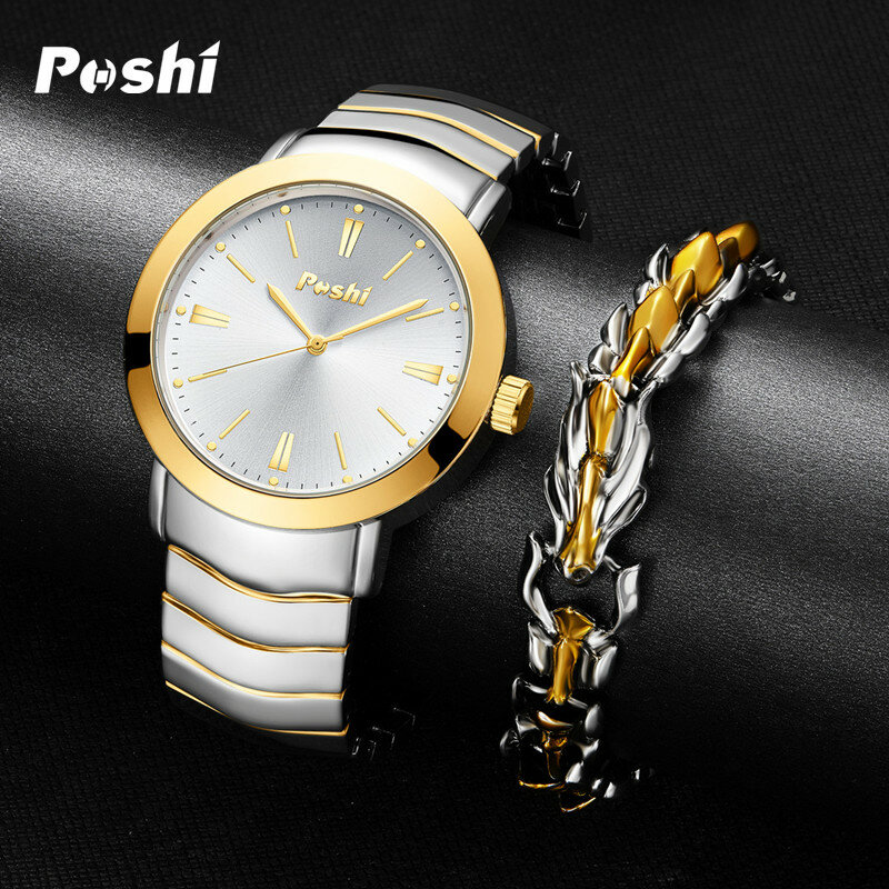 Poshi-男性用のファッショナブルな時計,オリジナルデザインの合金ストラップ,耐水性,ビジネス