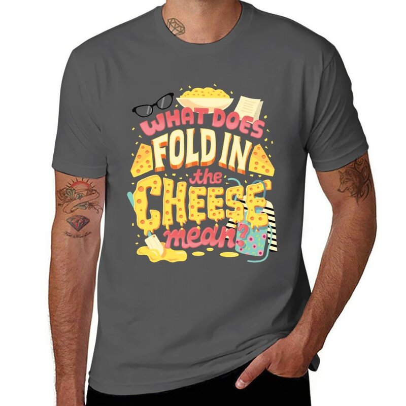 Футболка с надписью «Fold in the cheese», аниме одежда большого размера, великолепная мужская одежда