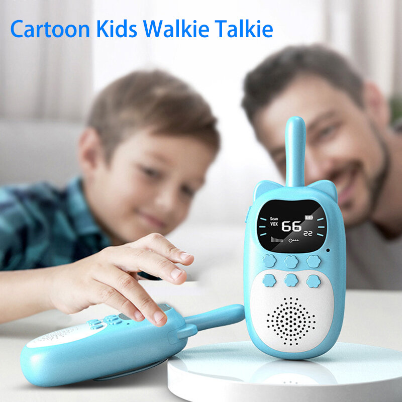2 pçs mini desenhos animados crianças walkie talkie sem fio transceptor de rádio portátil das crianças interfone ao ar livre pais-criança melhores brinquedos