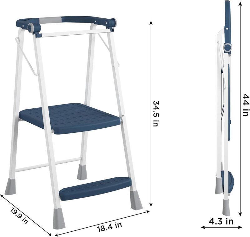 2-ступенчатый кухонный шаг™Складной ступенчатый стул для взрослых, детский складной ступенчатый стул, темно-синий прочный