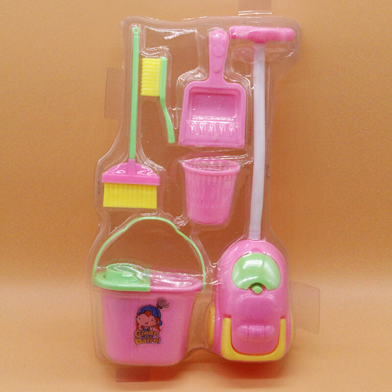 Kit de jouets de simulation pour enfants, outils de lavage artificiels, brosse à vadrouille domestique, aspirateur E27, ensemble de 6 pièces