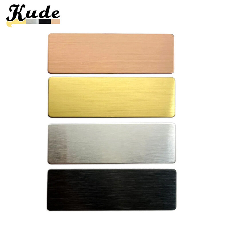 10Pcs Laser Engraving Metal Name Badge Gold Silver Color Mirror Brushed Stainless Steel Badge Blank Material 70x25 60x20 70x20mm