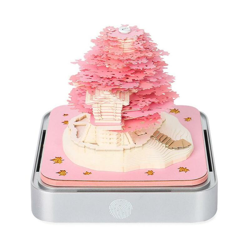 2024 Desk Calendar With LED Light 3D Paper Art Notepad Gift Sculpture Cherry Creative Blossom Romantic Tree Christmas Birth K7Q6