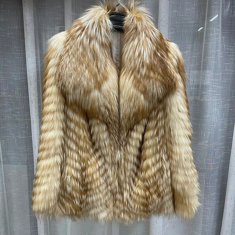 High Quality Winter Warm Women's Coat 100% Natural Fur Fox Jacket Real fox Fur Coats New Style Female Furry Outwear GT6255