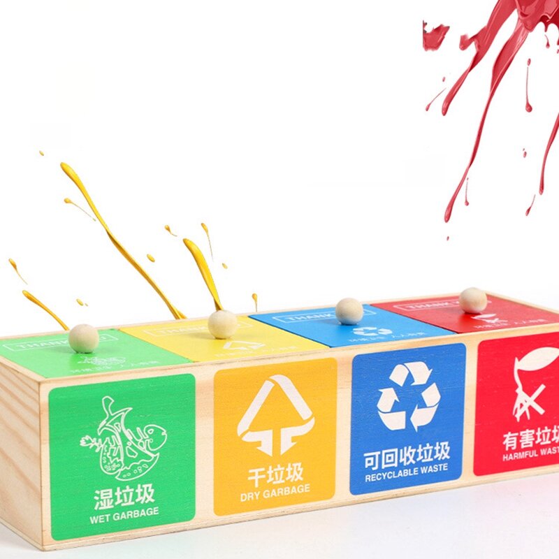 Garbage Sorting Toy Early Educational Toys Mini Trash Can Clean Trash Sorting Learn Basic Life Skills