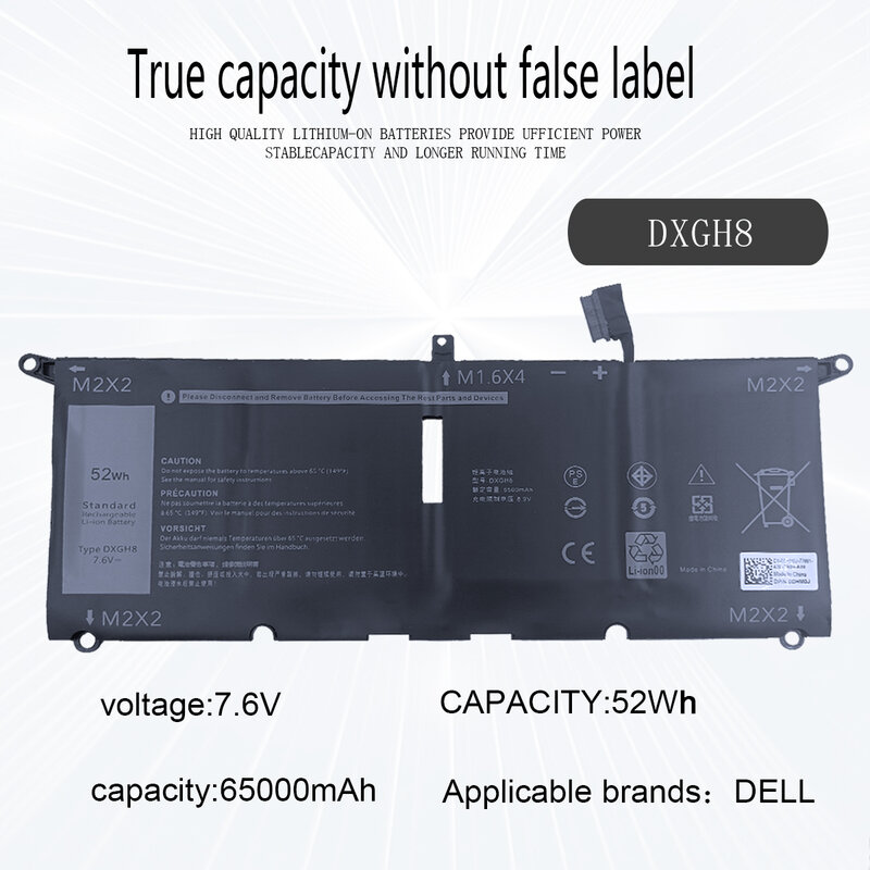 DXGH8 baterai Laptop untuk Dell XPS 13 9380 9370 7390 untuk Dell Inspiron 7390 2-in-1 7490 G8VCF H754V 0H754V P82G
