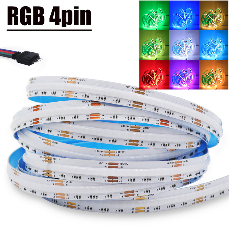 RGB RGBW RGBWW RGBCCT COB LED Strip 12V 24V 840 784LEDs/M flessibile High Bright Dotless Led Tape diodo nastro flessibile